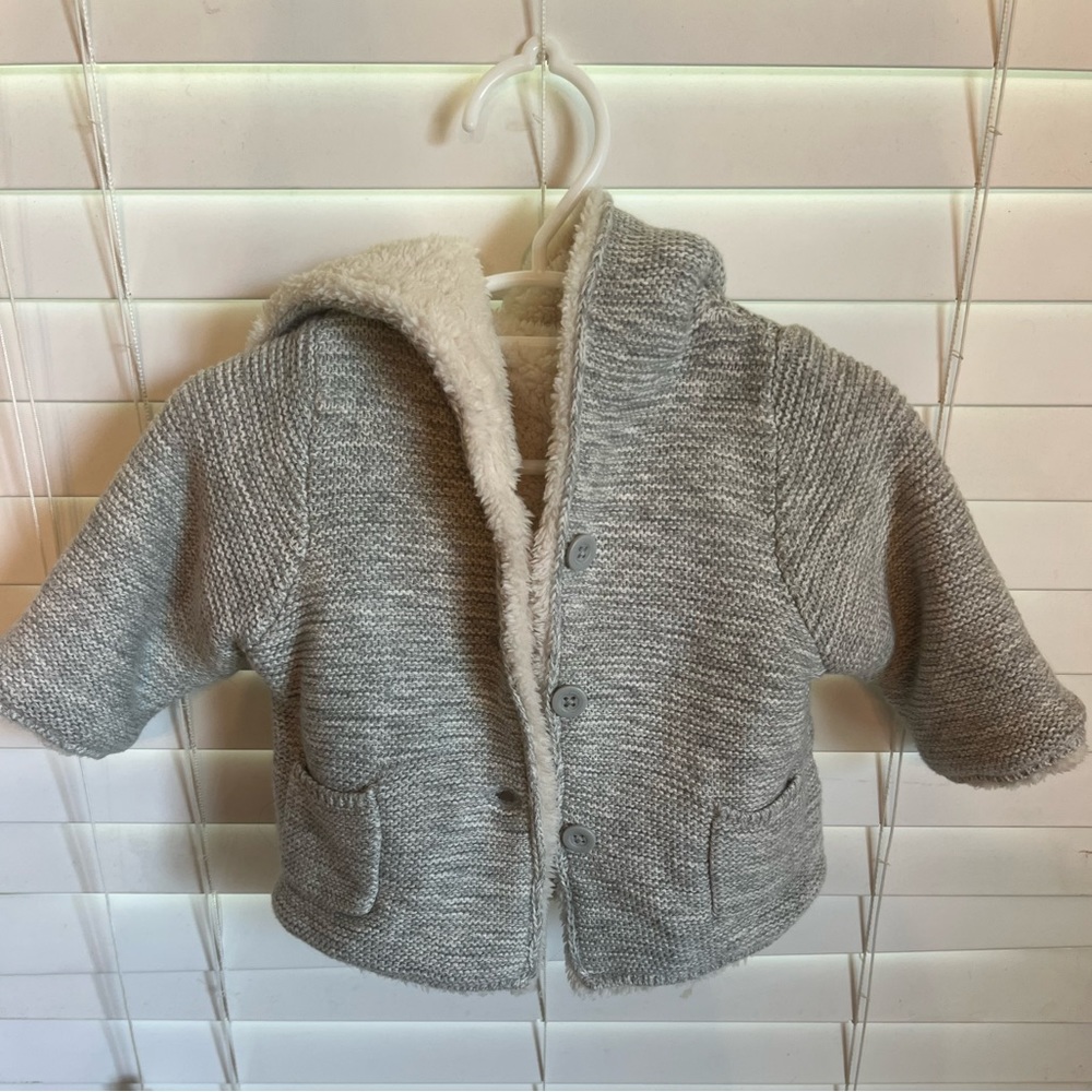 Gap, gray sherpa jacket, 3-6M
